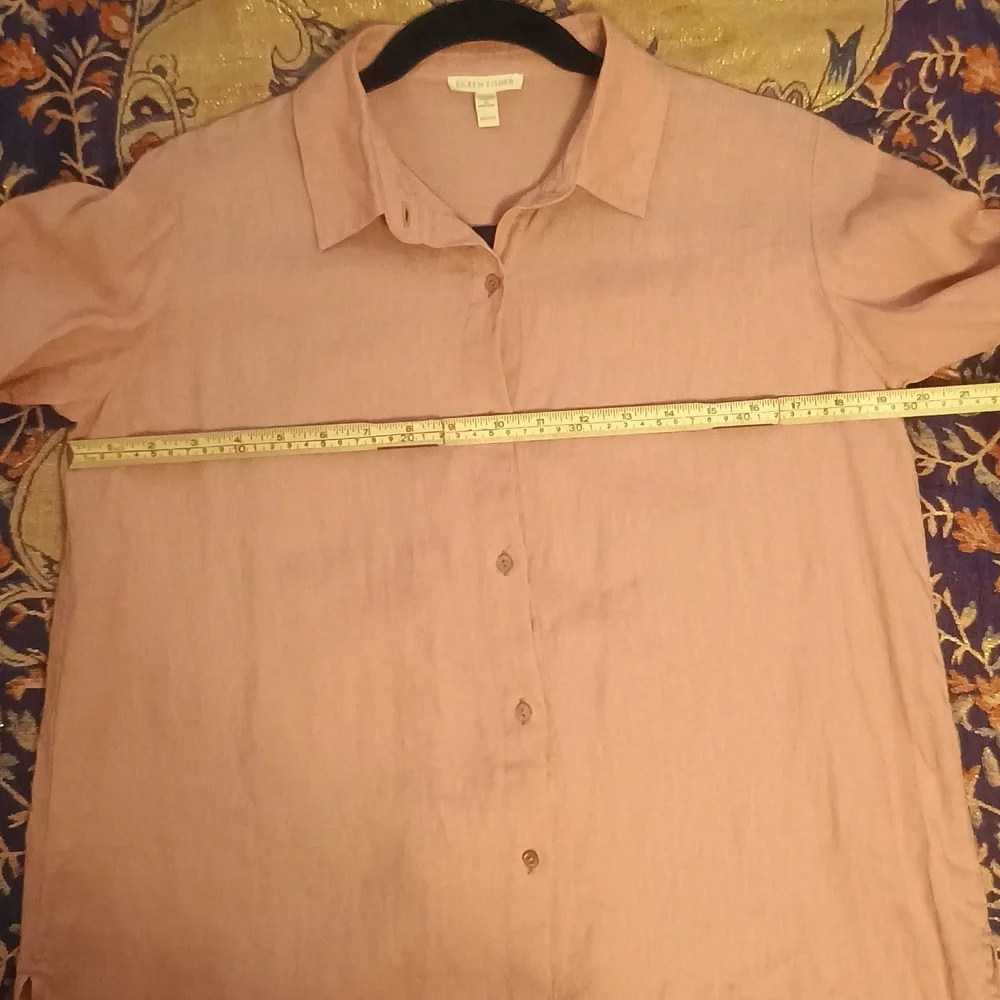 Eileen Fisher Lightweight Linen Shirt in Blush Rose - Oversized & Soft - XXS